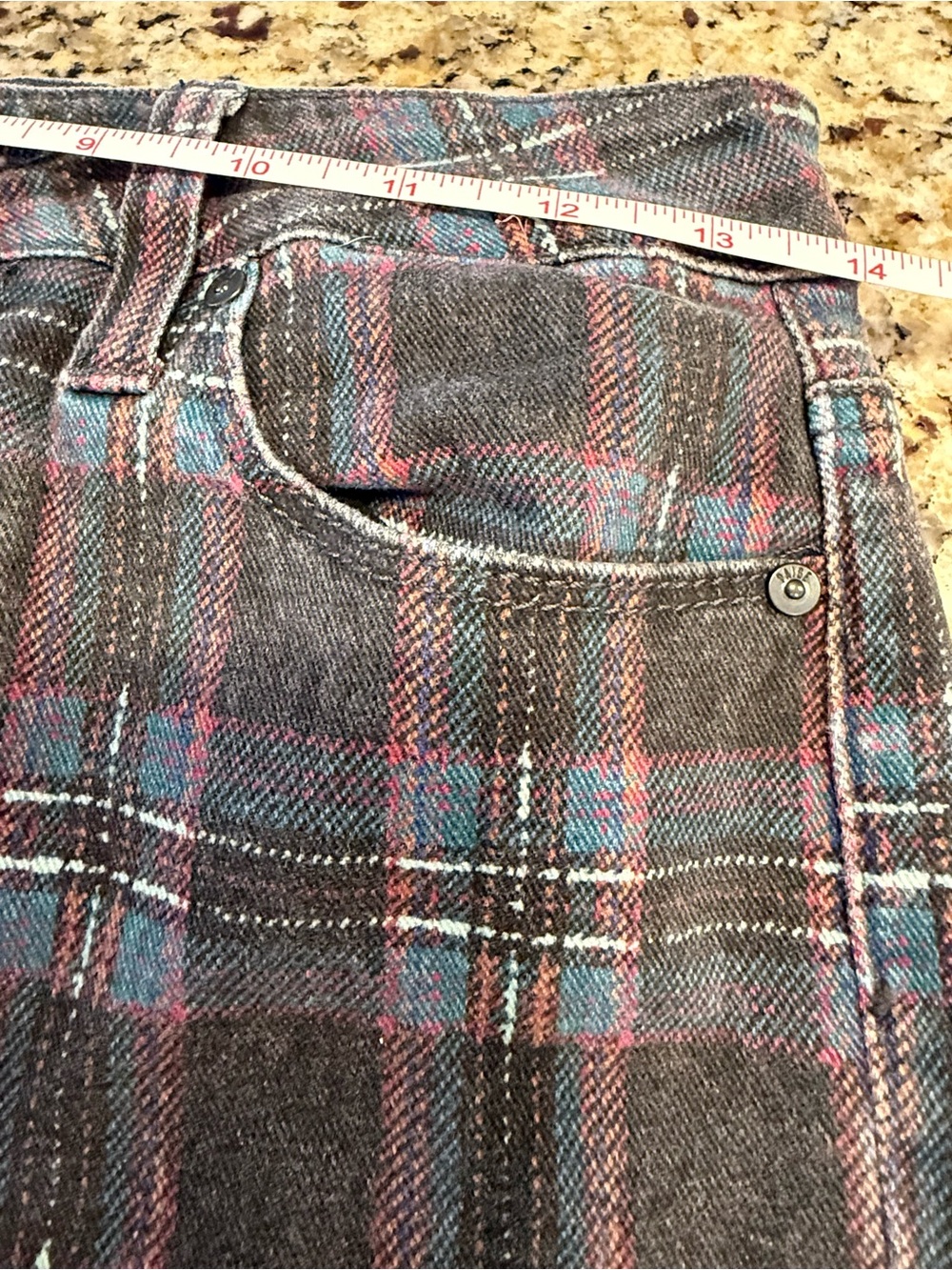 Paige Hoxton Ankle plaid jeans retro blue black red white SZ 27” waist - Picture 9 of 12